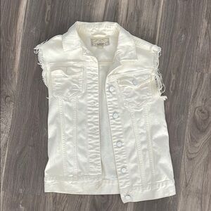 Cream White cut off Denim Vest US 0 UK 4 EU 32